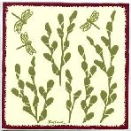 Pussy Willow Botanical design as a tile, trivet, or wall plaque. Can be used in a kitchen backsplash or bathroom tile.