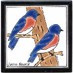 Blue Birds Tile,Blue Birds Wall Plaque,Blue Birds Trivet