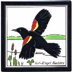 Red Winged Black-Bird Tile,Red Winged Black-Bird Wall Plaque,Red Winged Black-Bird Trivet