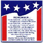 Armed Forces and Military Gift Tile Wall Plaques, Remember the Soldiers Wall Plaque by Besheer Art Tile