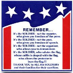 Remember the Soldiers Wall Plaque, Armed Forces and Military Gift Tile Wall Plaques