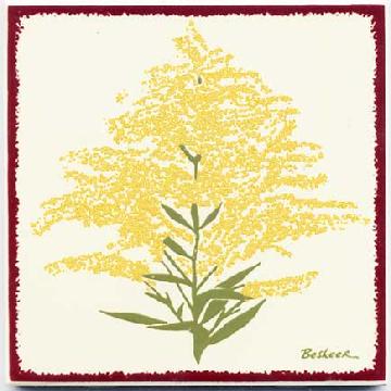 GoldenRod Wall Art, Tile, Trivet Painted with brilliant enamels