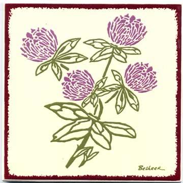 red clover tile, Wall Plaque, Trivet BB-17 